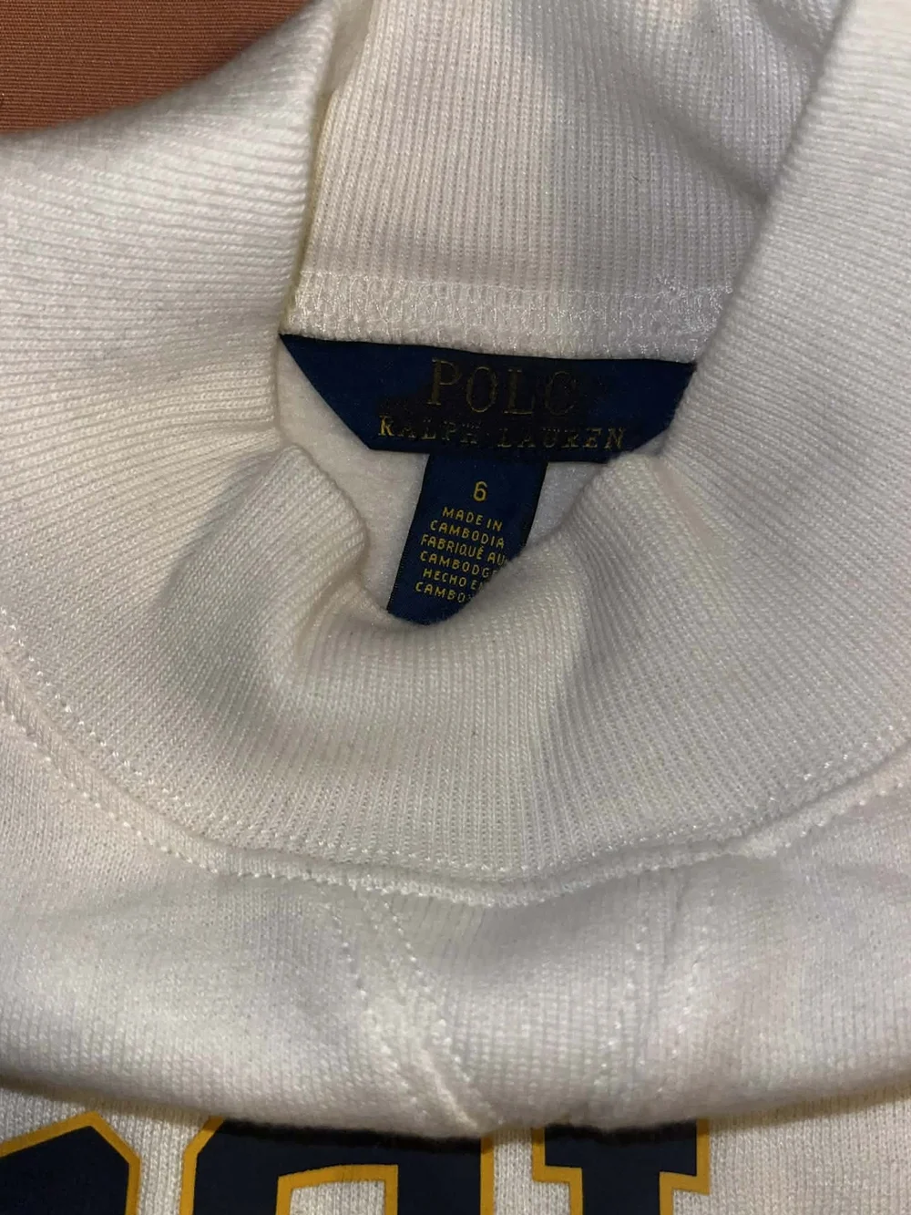 Ralph Lauren White Sweatshirt with Navy and Gold Crest